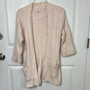 Candies Cozy pale pink eyelash knit Open-Front cardigan Sweater size XS